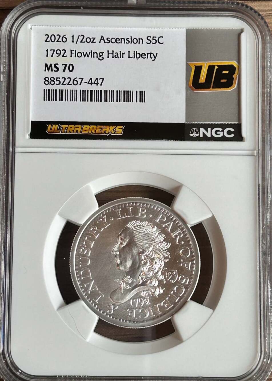 UltraBreaks 2026 Ascension 1792 Flowing Hair Liberty MS 70 Coin
